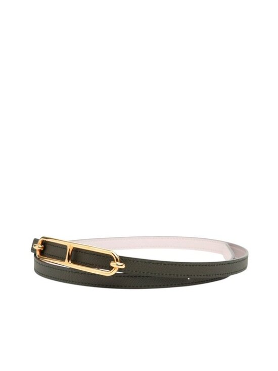 Hermes Luli 75 Reversible Belt 75 Pink Dark Green Leather